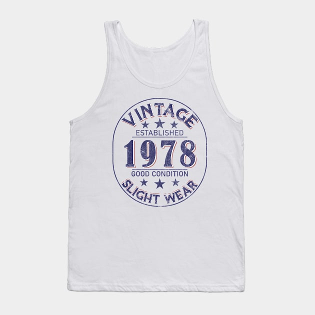 Vintage Established 1978 Tank Top by Stacy Peters Art